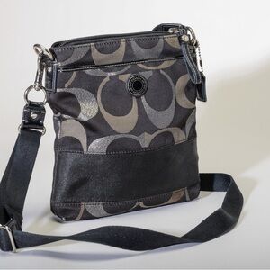 Coach Black and Gray Signature C Crossbody Bag